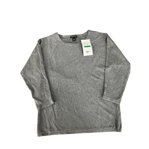 BYDesign Women's Heather Gray Dolman Sleeve Boat Neck Pullover Sweater Large